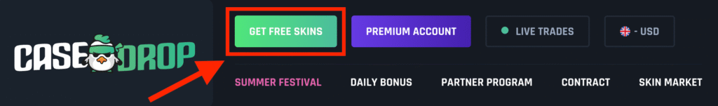 CaseDrop Promo Code: Free Skins Section