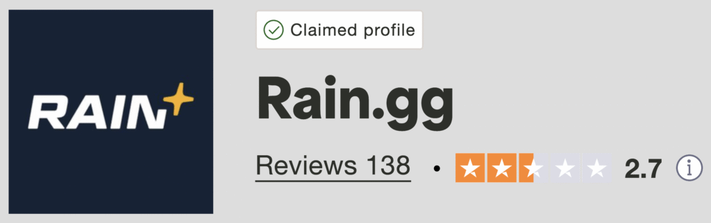 Rain GG Promo Code: Rain GG Trustpilot Rating